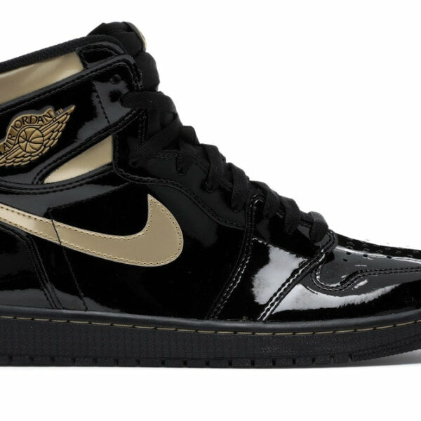 Nike Jordan 1 Patent Black Gold Pers.