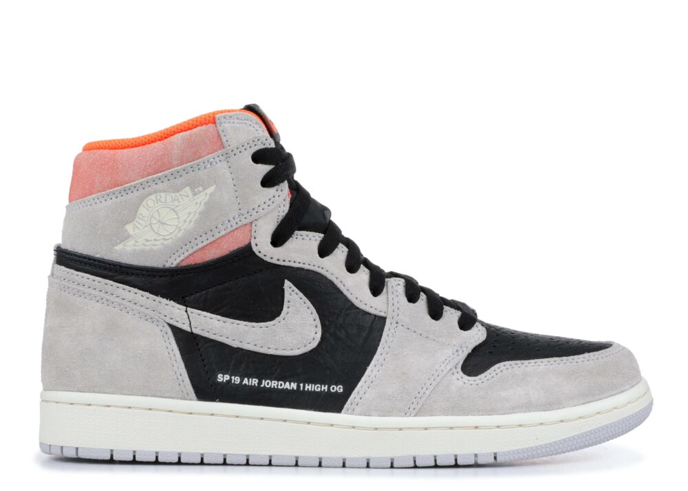 Jordan 1 High Neutral Grey Hyper Crimson .