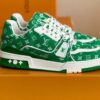 Sneakers LV Trainer Green logo White *