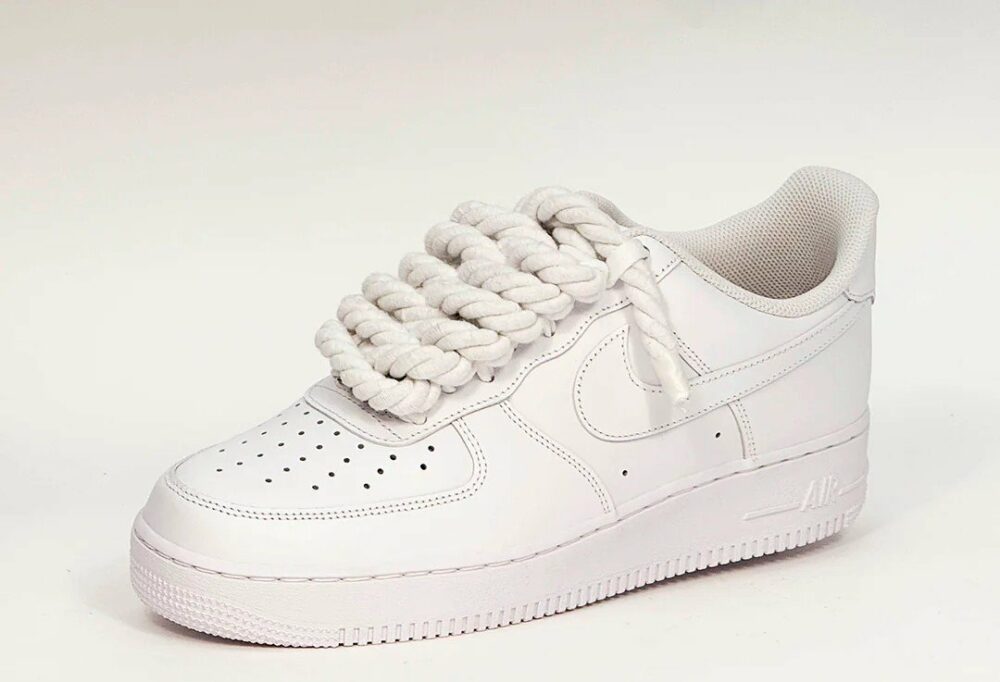 Sneakers Air Force 1 bianche lacci corda * - immagine 2