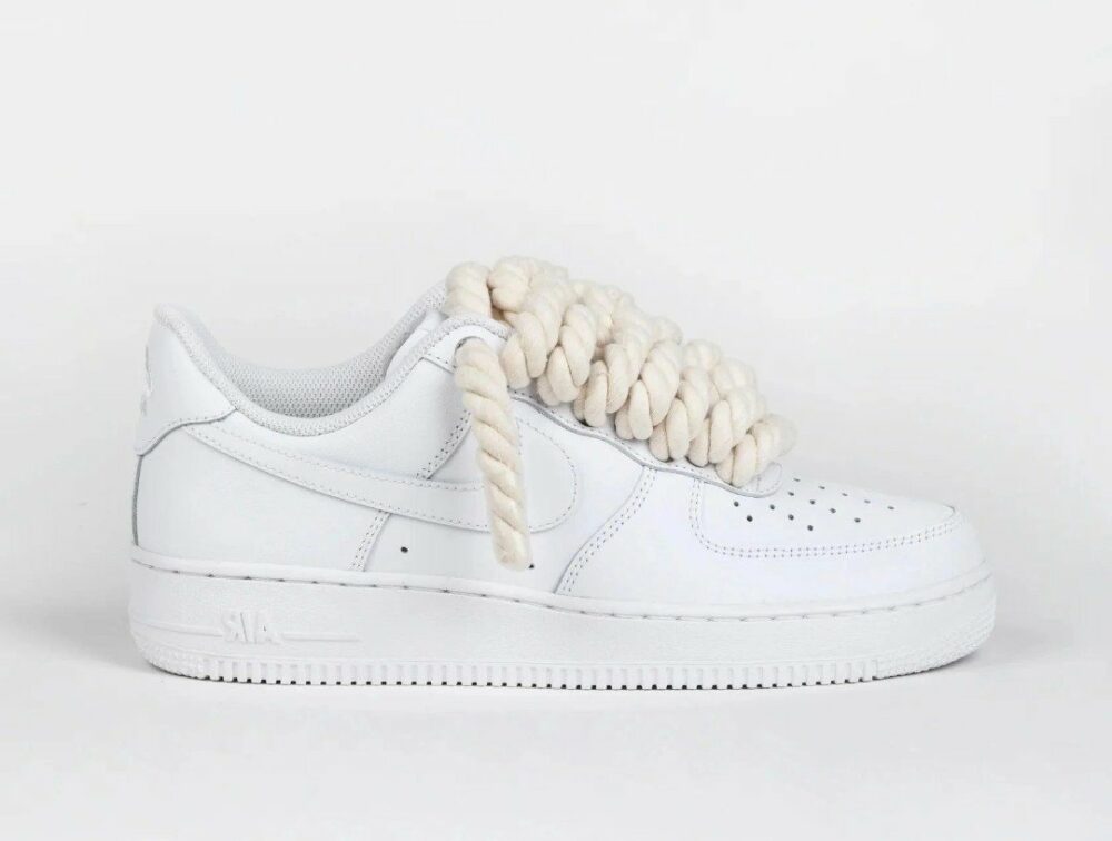 Sneakers Air Force 1 bianche lacci corda *